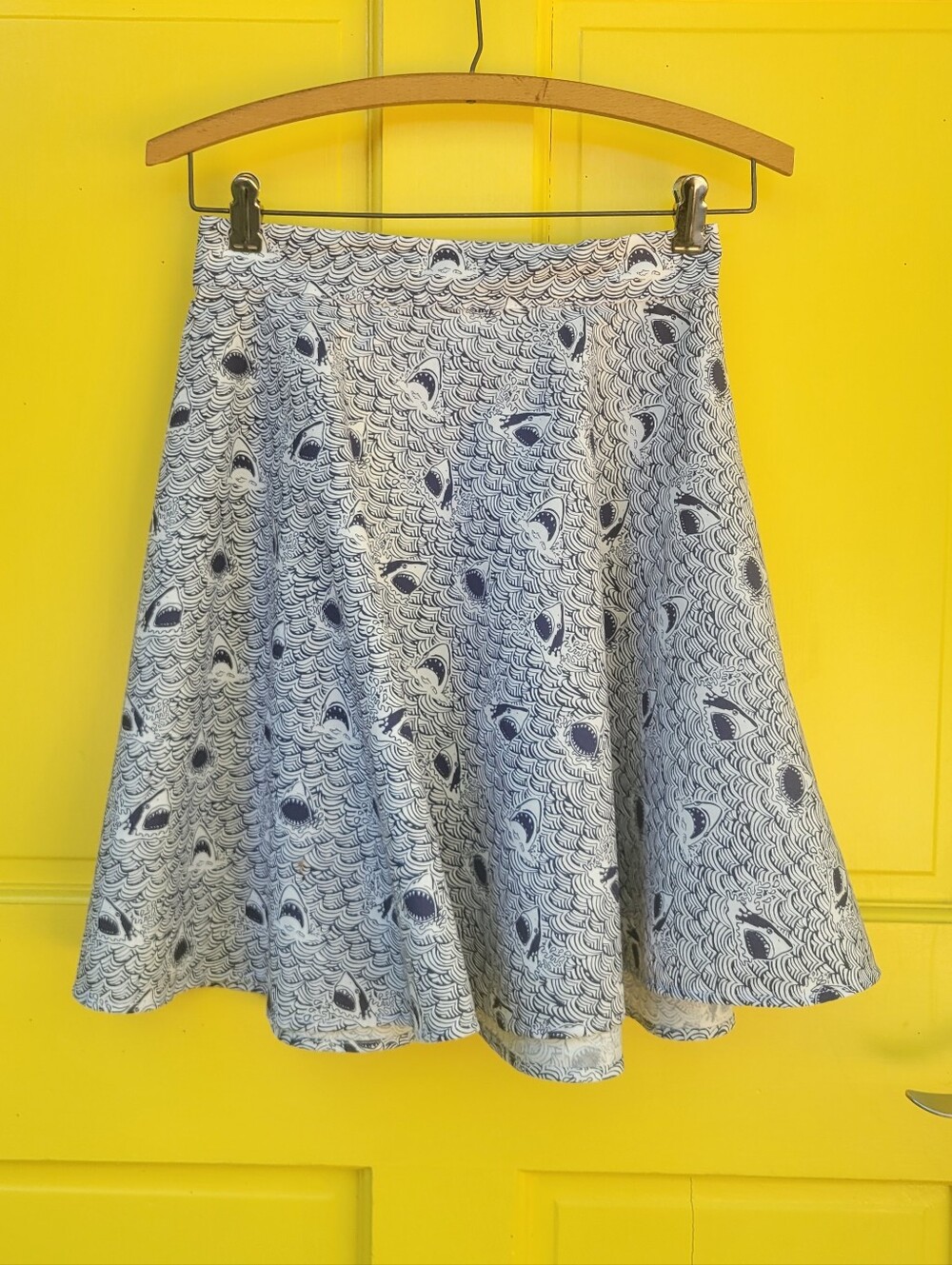 Retrolicious Shark Print Flared Mini Skirt Small Beachcore Y2K